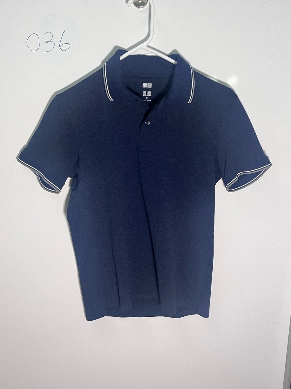 Uniqlo Navy Polo with White Contrast Trim